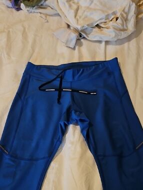 Nike Womens Royal Blue Running Rash Tights with Black Drawstring